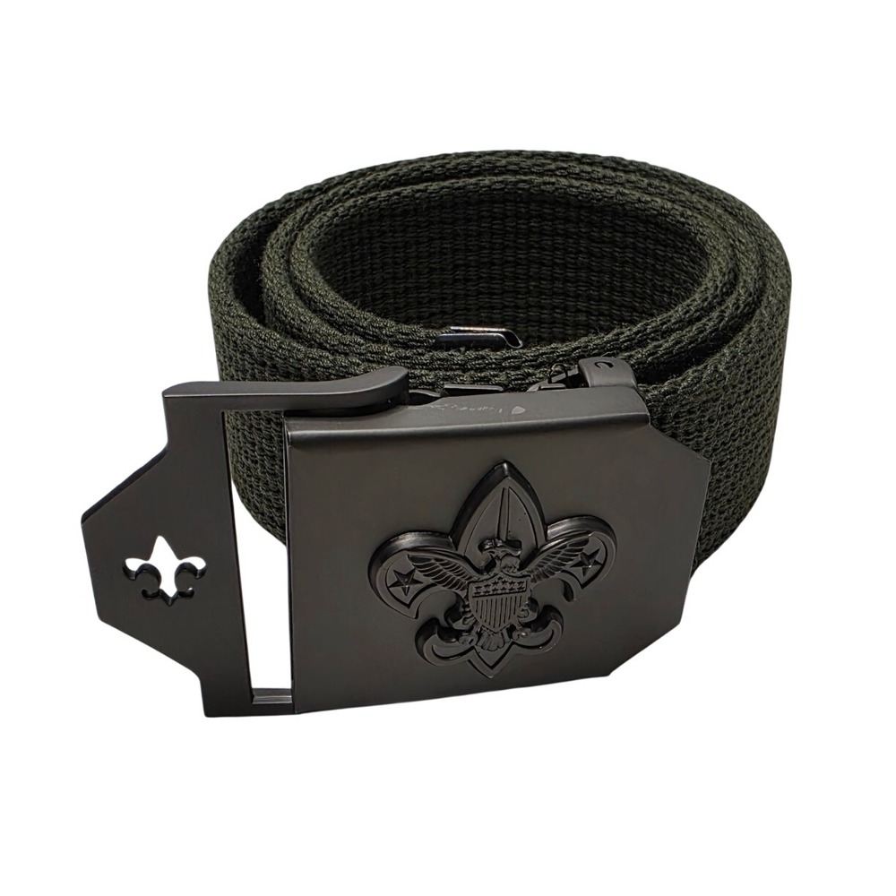 Boy Scouts of America BSA Web Belt Olive Green Canvas Matte Black Buckle 32 Inch